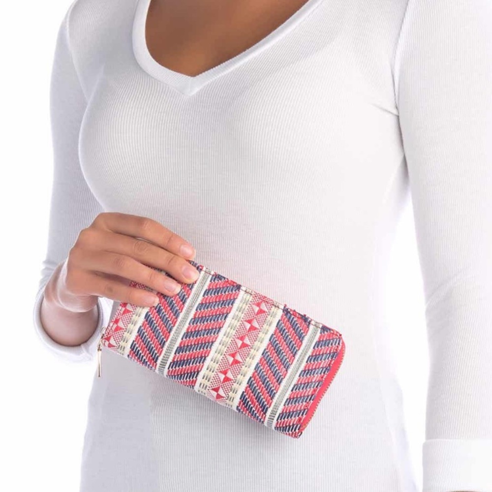 Isabella Rhea woven zip around wallet boho